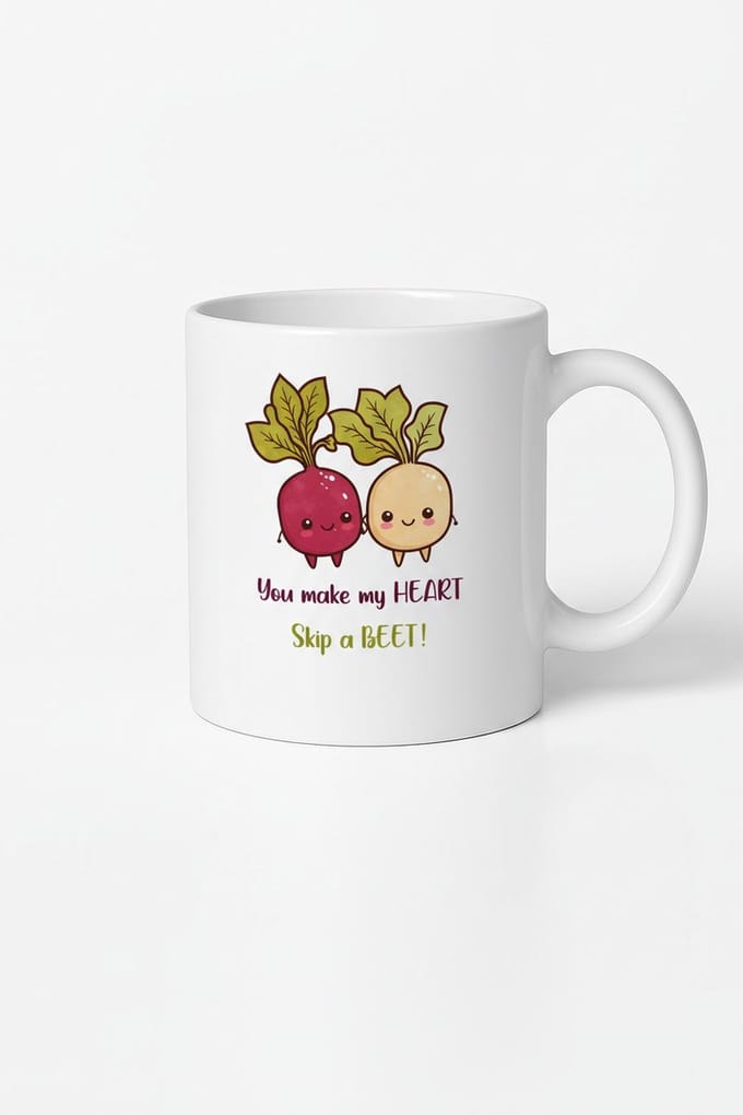 Mok met Grappige Bieten Pun - 'You make my HEART Skip a BEET!' - Schattig Liefdes Cadeau