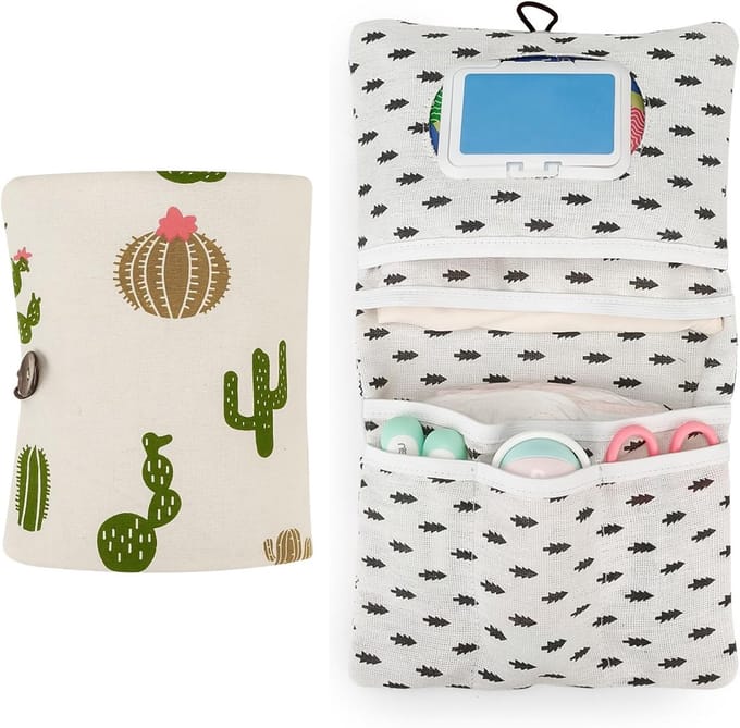 Draagbare en Herbruikbare Luiertas Organizer met Ruimte voor Doekjes en Accessoires - Cactus Design voor Moeders