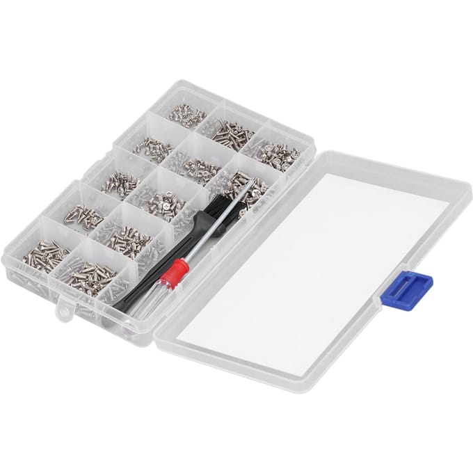 600 Stuks Computerschroeven Assortimentskit Micro Platte Kop M2 M2.5 M3 met Schroevendraaier Borstel(Zilver ) zilver