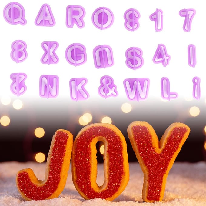 40 stuks Letter en Cijfer Chocoladevorm Plastic Vormen Cake Maker Printvorm pink