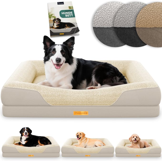 ELONEO Orthopedisch Hondenbed – M – Creme
