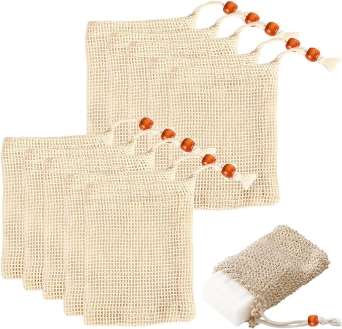 10x Zeepzakjes Sisal Linnen - Schuimend & Antislip - Zeepdispenser Houder