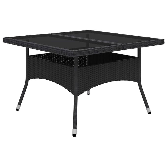 vidaXL - 9-delige - Tuinset - poly - rattan - en - glas - zwart