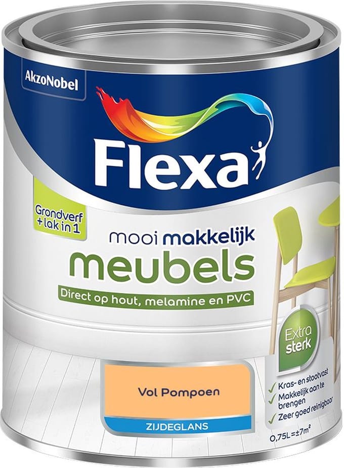 Flexa - Mooi Makkelijk Meubels Zijdeglans - Vol Pompoen - Mengverf - 750 Ml