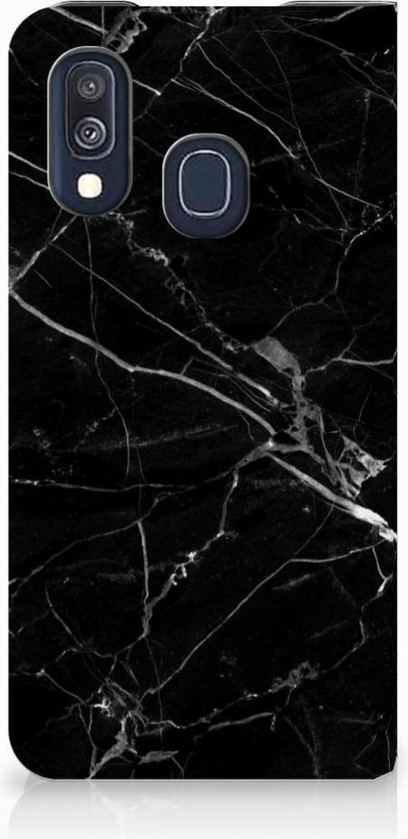 Samsung Galaxy A40 Standcase Marmer Zwart - Origineel Cadeau Vader