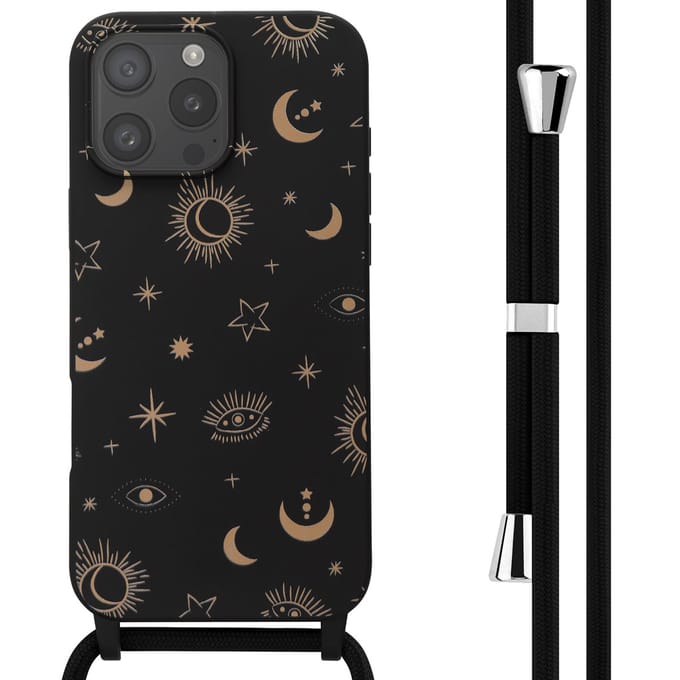 imoshion Siliconen design hoesje met koord voor de Apple iPhone 16 Pro Max - Sky Black
