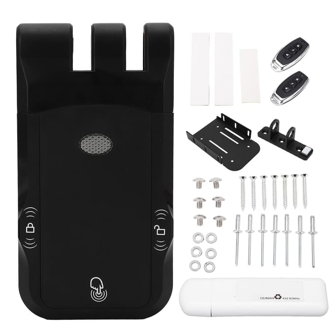 Serrure Électronique Intelligente Bluetooth Système Double Moteur Double Télécommande Serrure Sans Clé pour Maison Chambre black