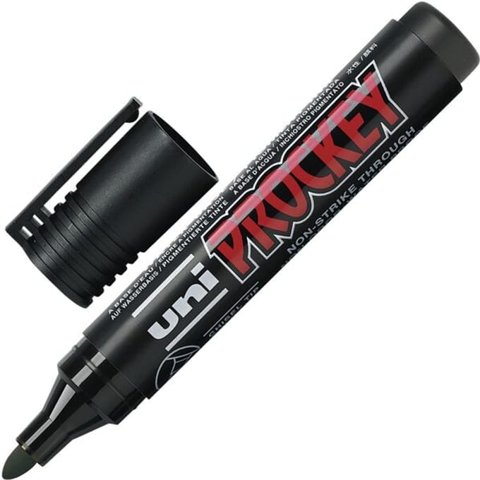 Uni-Ball Zwarte Prockey PM-122 - Permanente Marker