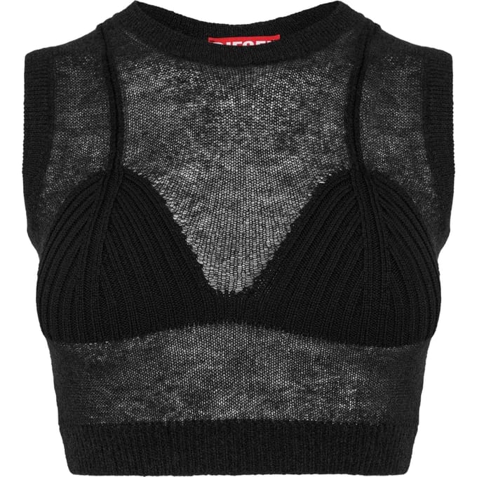 Diesel Dames/Dames Arstica Gebreide Gewatteerde Top (Zwart)