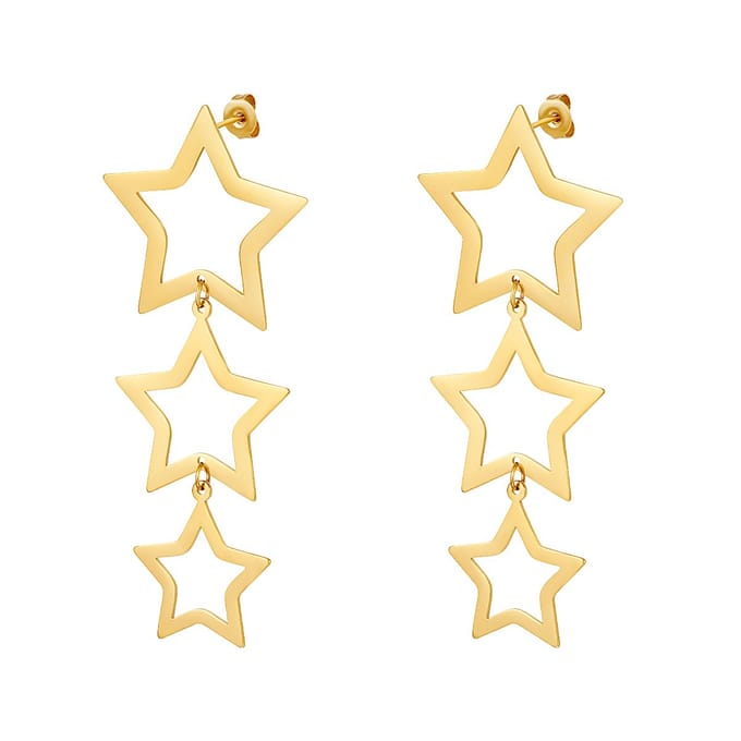 Yehwang Oorbellen - Sterren - Goudkleurig - Stainless Steel - Drie Sterren