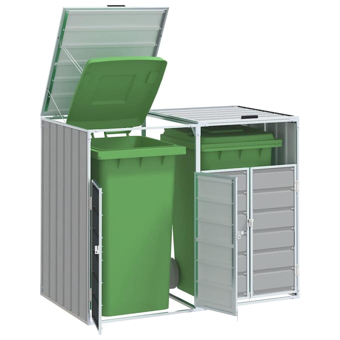 vidaXL - Containerberging - voor - 2 - containers - 144x81x113 - cm - staal - grijs
