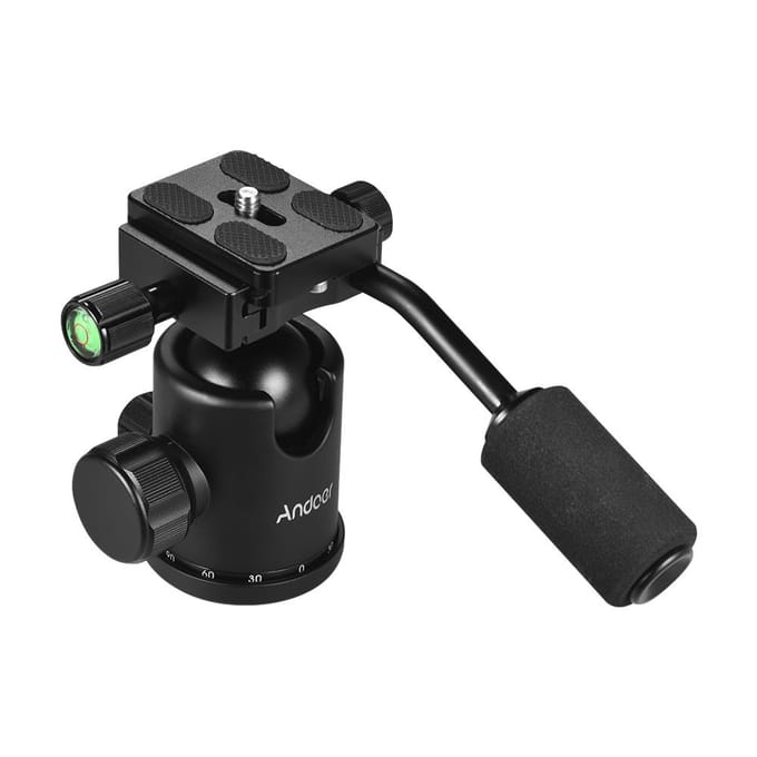 Poignée trépied rotule rotule panoramique rotative à 360 degrés avec vis 1/4 pouce 3/8 pouce noir