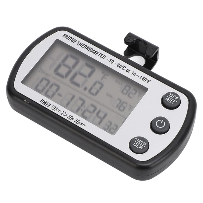 Koelkast Thermometer Magnetische Zuignap IPX4 Waterdicht LCD Display Koelkast Timer gray