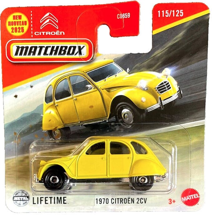 MATCHBOX 1970 CITROEN 2CV YELLOW 115/125 1:64 SHORD CARD