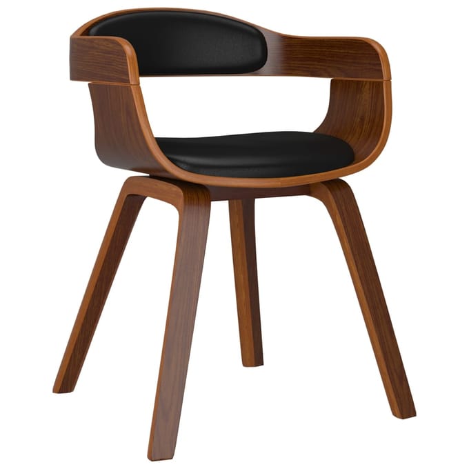 vidaXL - Eetkamerstoelen - 6 - st - gebogen - hout - en - kunstleer - zwart
