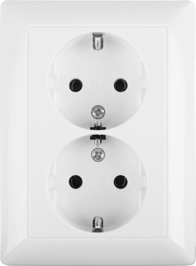 JUNG AS500 contactdoos inbouw - 2-voudig - randaarde - polarwit