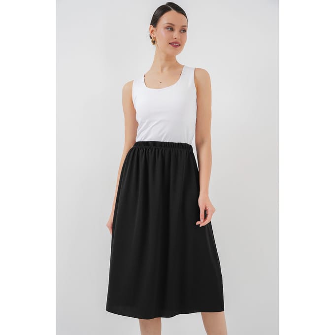Midi Gebreide Elastische Taille Rok