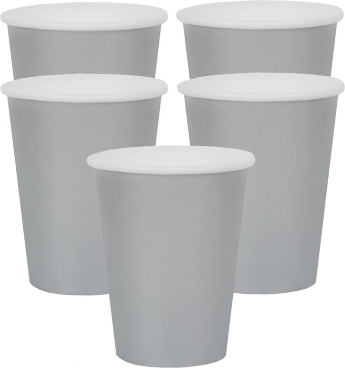 Santex feest/verjaardag bekertjes - 20x stuks - karton - zilver - 270 ml