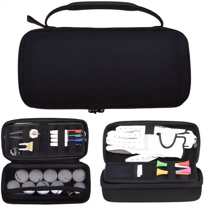 Stripe golf organizer case groot, opbergetui voor tees en accessoires