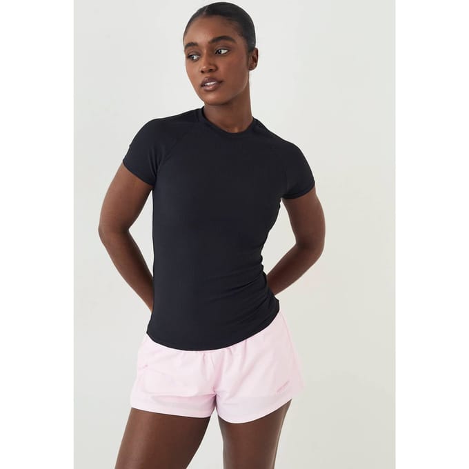 Dames DSGN Studio Ultra Sculpt Geribbeld Korte Mouw Top | Zwart | Maat: Small