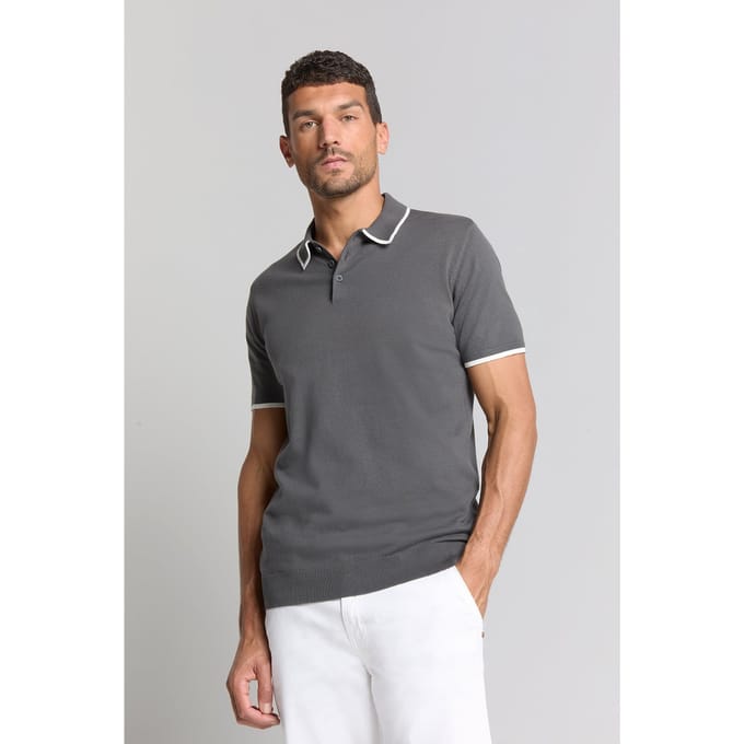 No Excess Pullover Short Sleeve Polo Button Solid Dark Steel Größe: XXL | Poloshirts Outlet | Herren