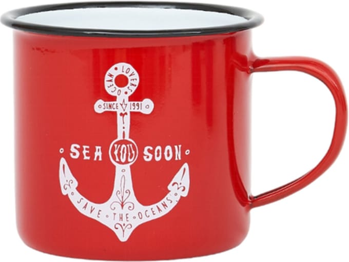 Emaille Beker anker rood 8x8 - BATELA