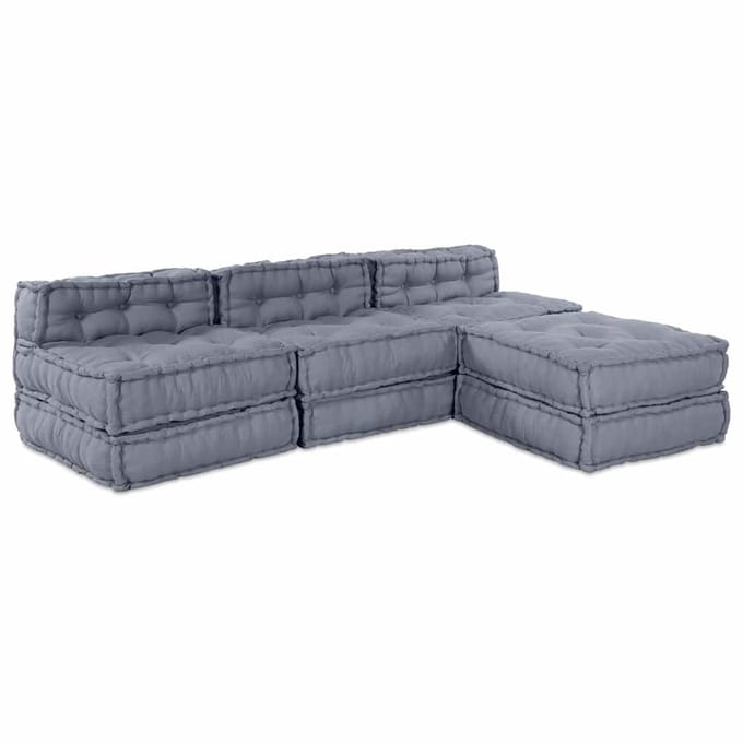 vidaXL - Modulebankeenheid - Stof - Grijs - 210 - x - 140 - x - 56 - cm