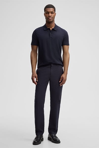 Poloshirt Lino met linnenaandeel, marineblauw