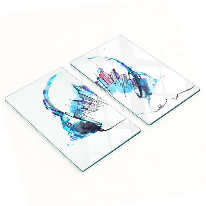 Glazen snijplanken met City Whispers-afbeelding, 2x30x52 cm