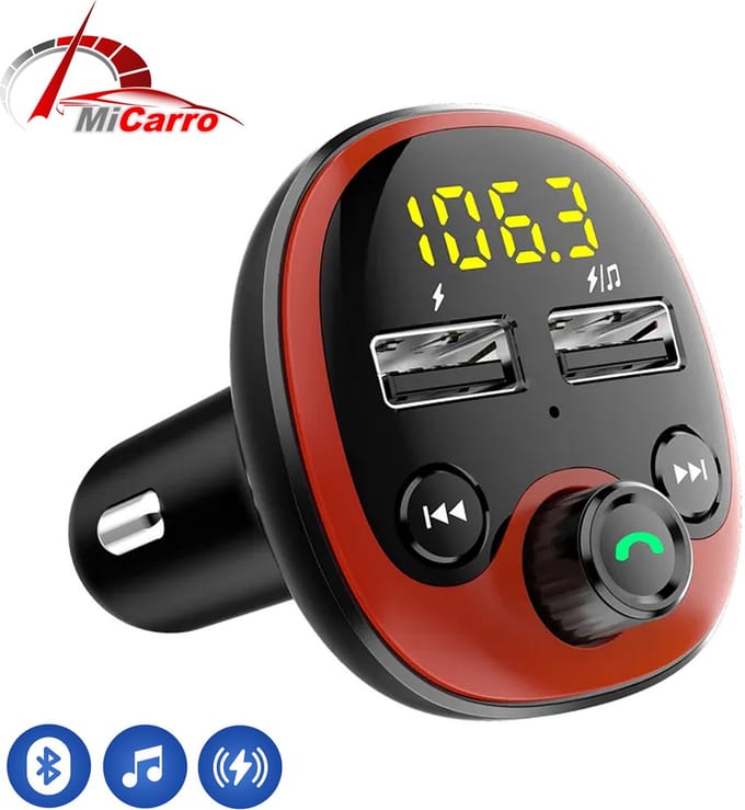 MiCarro BT21 Bluetooth FM Transmitter - 2x USB - handsfree bellen - snellader