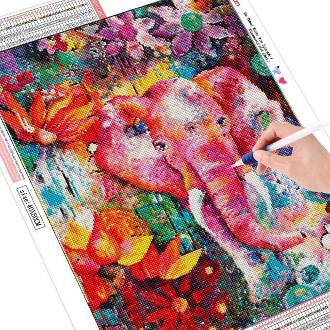 Peinture Diamant 5D Complète Éléphant Broderie Diamant Affichage Complet Animal Mosaïque Diamant Image 20X30 red