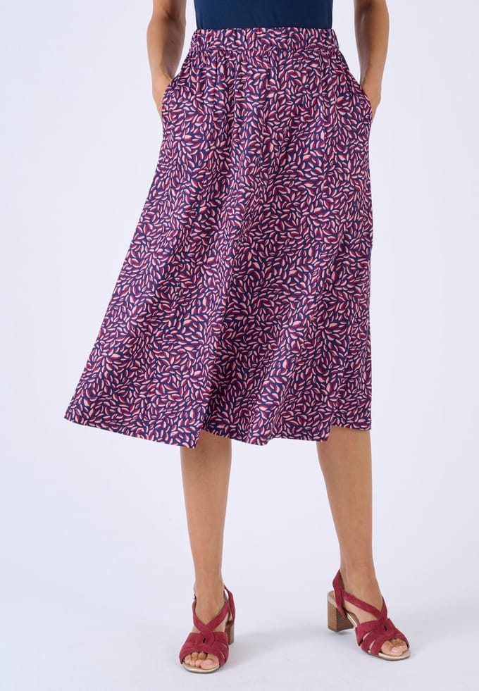 Damart - Warme gebreide rok met panelen - Dames - Blauw - M
