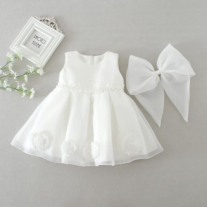 Baby Trouwjurk Meisje Bloemenmeisje Pengpeng Prinses Trouwjurk 140cm wit
