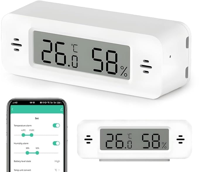 Wifi Hygrometer Thermometer - Draadloze Sensor - Binnenklimaat Bewaken - Realtime Data Registratie - 8cm Lengte - Wit