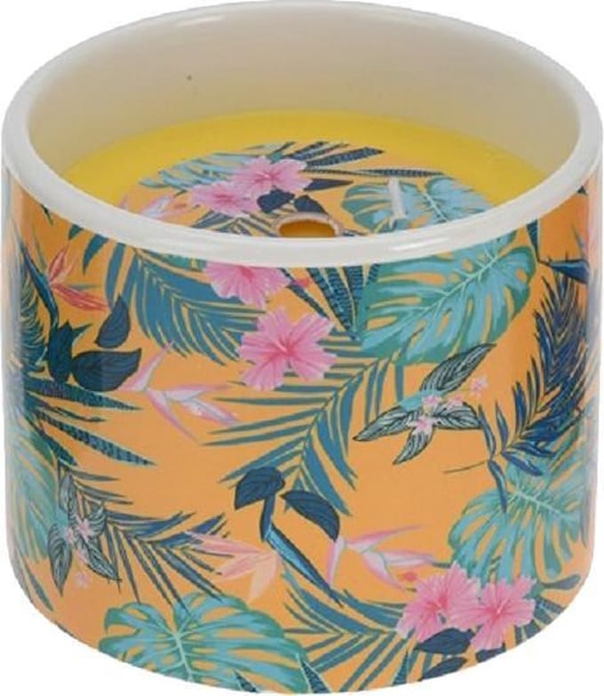 Kaars - in houder - tropische bloemenprint - moederdag cadeautje