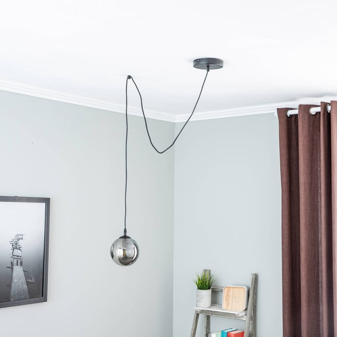 EMIBIG LIGHTING Hanglamp Glassy, decentrale, zwart, grafiet, glas, 14 cm