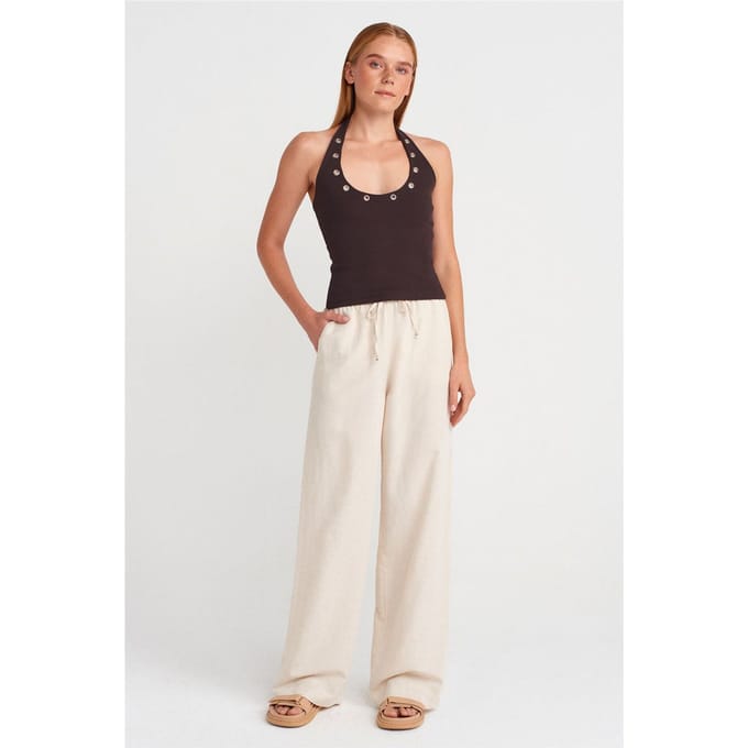 Brede-Leg Linnenmix Broek