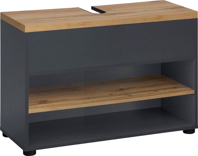 Thessa-Wastafelkast - 80 cm - Antraciet/Eiken
