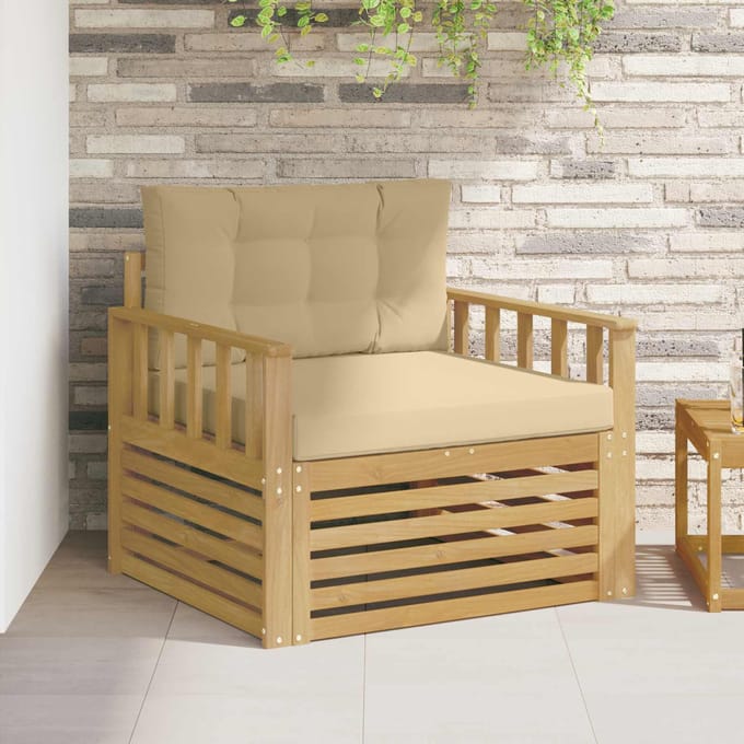 vidaXL - Buitensofa - Polyester - wit - en - beige