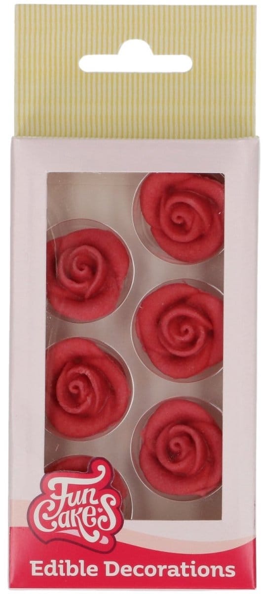 FunCakes Fondant Decoraties Rozen Rood set/6