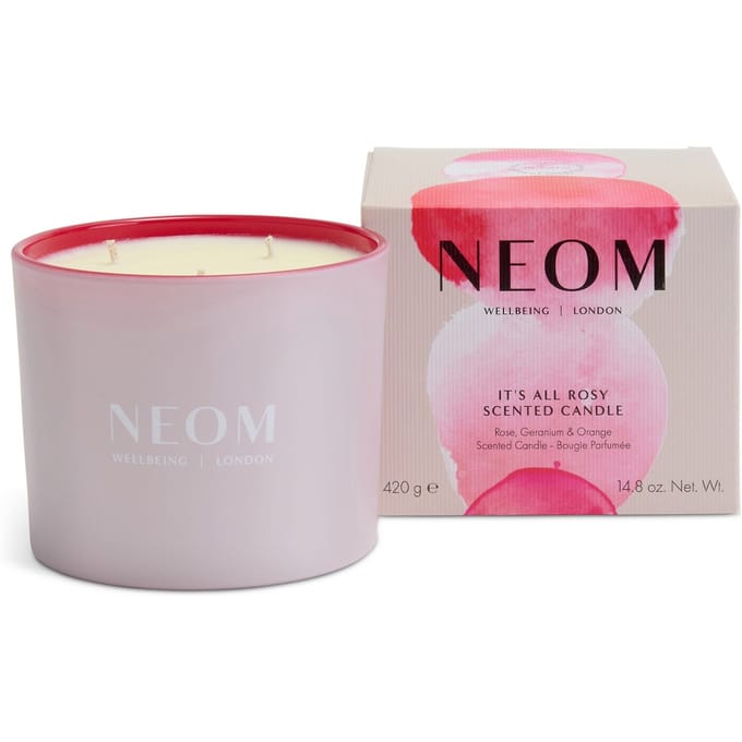 NEOM Wellbeing It’s All Rosy 3 Wick Candle
