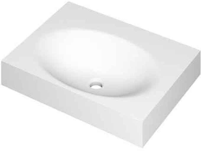 INK Smooth Wastafel Polystone Centraal Zonder Kraangat - 600x450x90 mm - Mat Wit