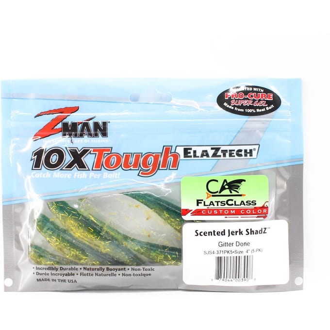 Zman Soft Lure Jerk ShadZ 4 Inch 5/Pack Gitter Klaar (3908)