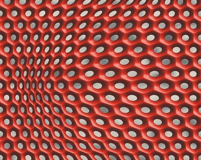 GRAFISCH 3D RETRO BEHANG - Grijs Rood Zilver Metallic - AS Creation Mac Stopa