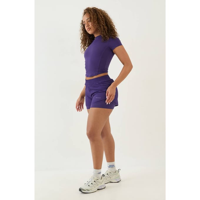 Dames Dsgn Studio Hoge Taille 2-in-1 Hardloopshort | Violet | Maat: XL