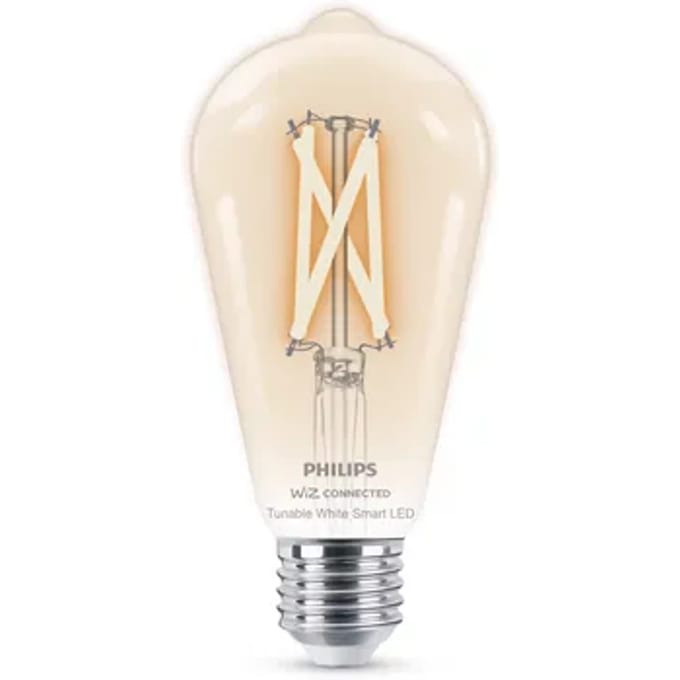 Philips Smart Lighting - Edison Filament - Slimme LED-Verlichting - Warm- tot Koelwit Licht - E27 - 60W - Transparant - Wi-Fi