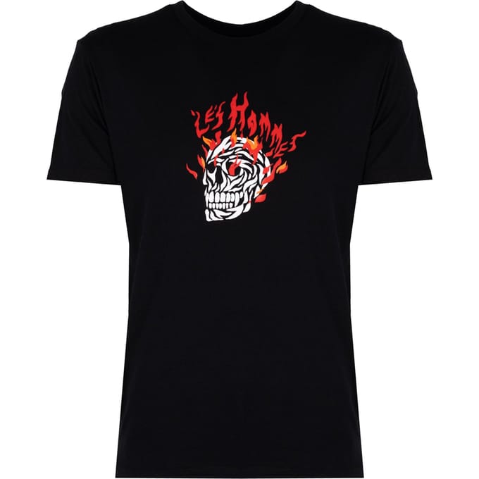 Les Hommes T-Shirt On Fire Mannen zwart