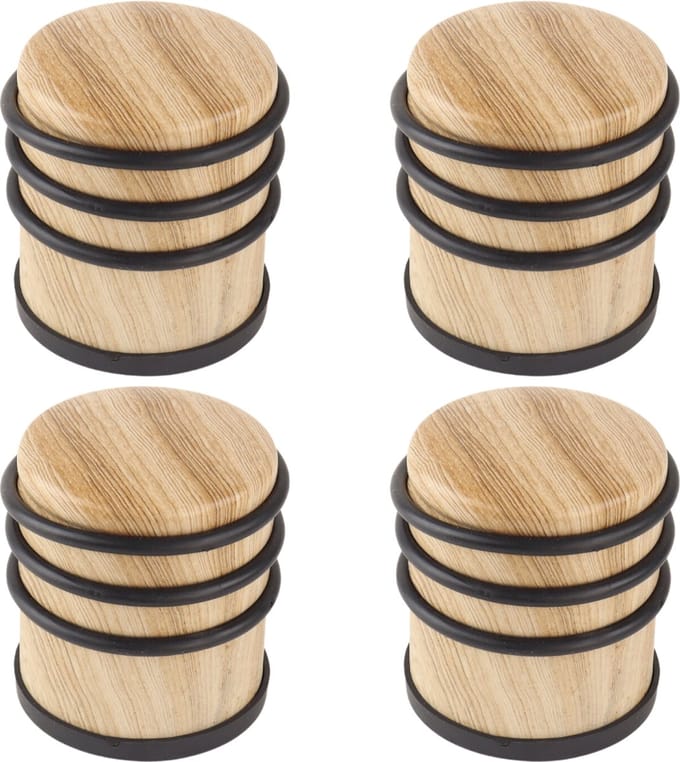 NORDIX Premium Deurstopper - Deurstoppers voor Binnen - Deurstop - Deurbuffer - Set van 4 Stuks - 7.1x8cm - Houtlook - MADERA