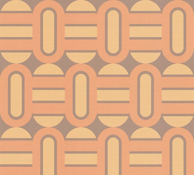 RETRO BEHANG | Grafisch - bruin geel oranje - A.S. Création Retro Chic