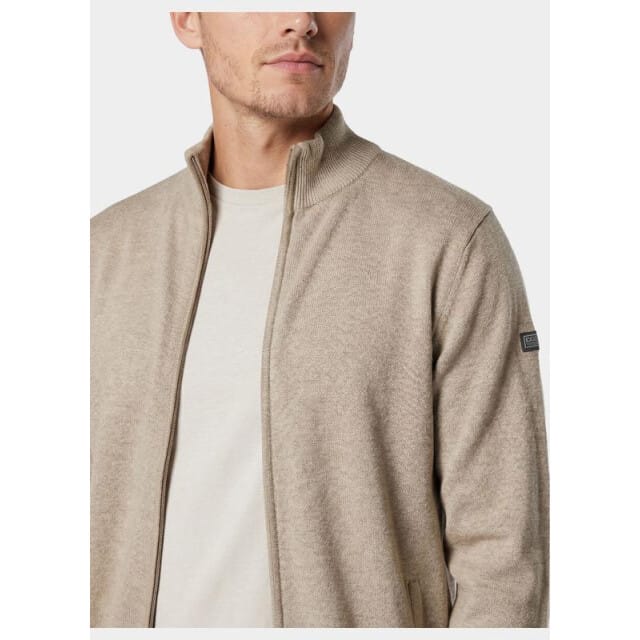 Baileys Vest Fine Knit Full Zip Taupe / male